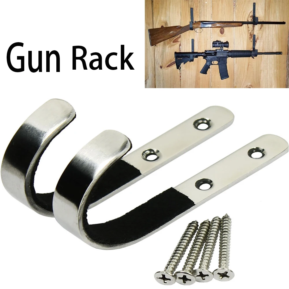 

Magorui 1 Pair Wall Mount Gun Rack Rifle Shotgun Hangers Polished Stainless Steel Felt Lined