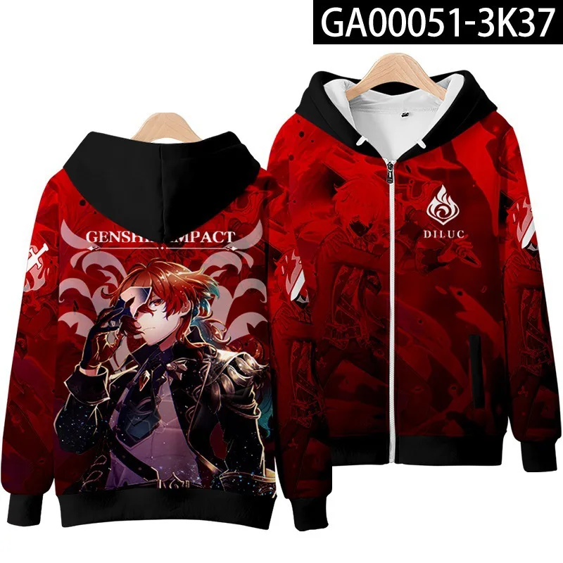 

3D Hoodies game genshin impact 3d print hoodie sweatshirts pullover unisex harajuku tracksuit Plus Size Outwear zipper