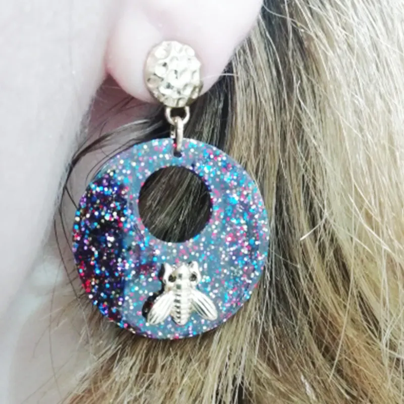 Богемные модные длинные серьги из смолы для женщин круглые очаровательные