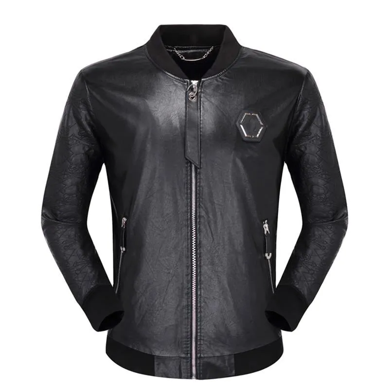 

clothing pp imitation men's leather PU skull Philip prang coat autumn and winter leisure fashion trim motorcycl