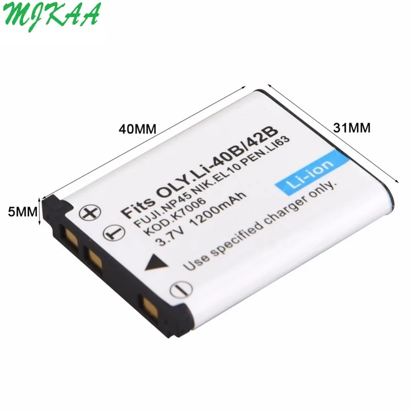 

2PCS 3.7V 1.2Ah Li-40B Li-42B Li 40B 42B Li40B Rechargeable Camera Battery for Olympus Leise D-Li63 Fuji NP45 Nikon EN-EL10