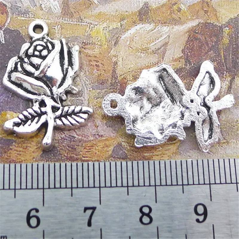 

Rose Flower Charm Pendants Jewelry Making Finding DIY Bracelet Necklace Earring Accessories Handmade 5pcs