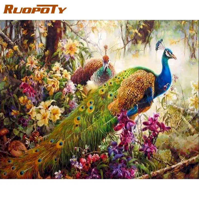 

RUOPOTY Bird Animals DIY Painting By Numbers Hand Painted Oil Painting Wall Art Picture Acrylic Unique Gift For Home Decor