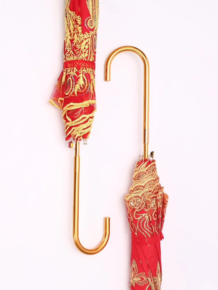 Prezzo Ombrellone Ombrello Da Sposa Rosso Doppio Strato Donna Ombrello Di Alta Qualità Protezione Uv Antivento Da Viaggio Parapluie Rain Gear OO50CB