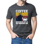 Мужская хлопковая футболка унисекс, Винтажная футболка с коротким рукавом, черная кошка с ножом кофе, потому что убийство неправ, 100% хлопок, уличная одежда