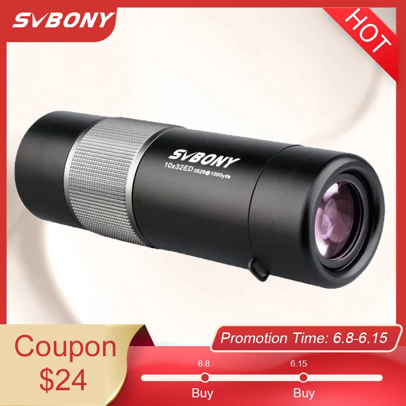 SVBONY 10x32 ED Монокуляр экстра Низкая дисперсия Bak4 стекло бинокль коррекция фазы IPX7
