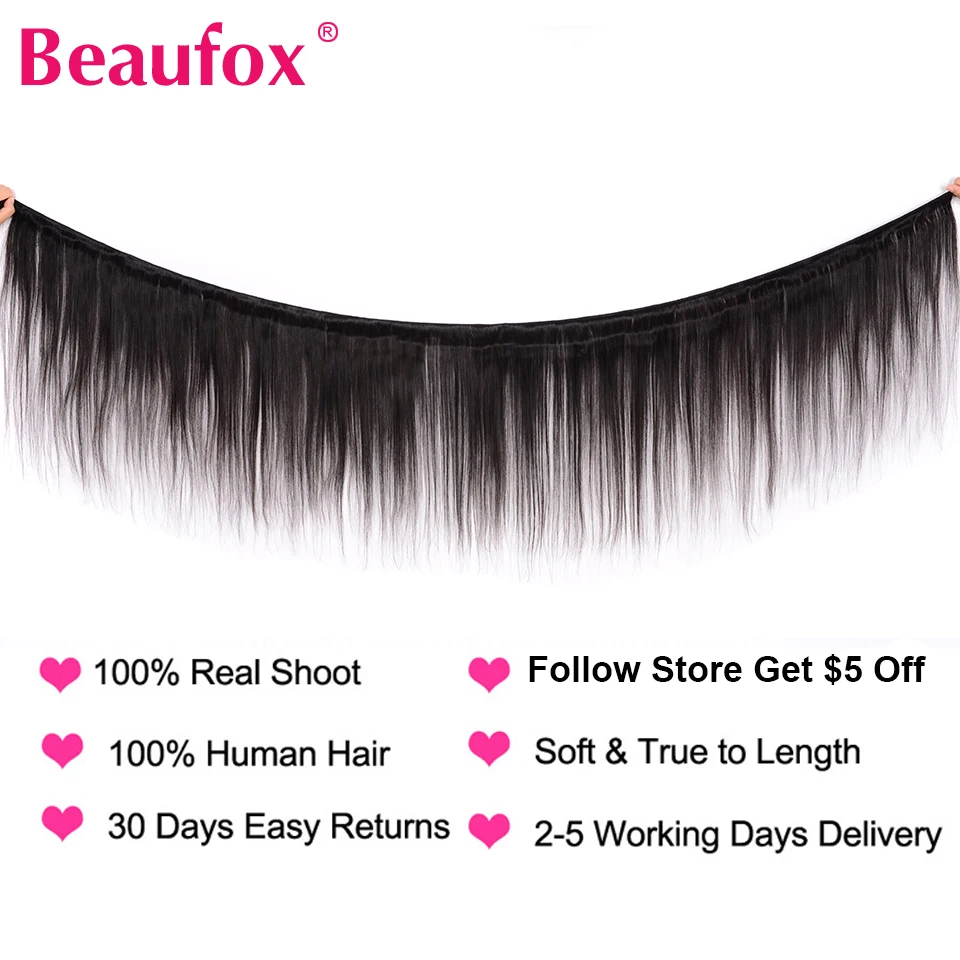 Beaufox 360 синтетический фронтальный с пучками индийские прямые волосы Remy