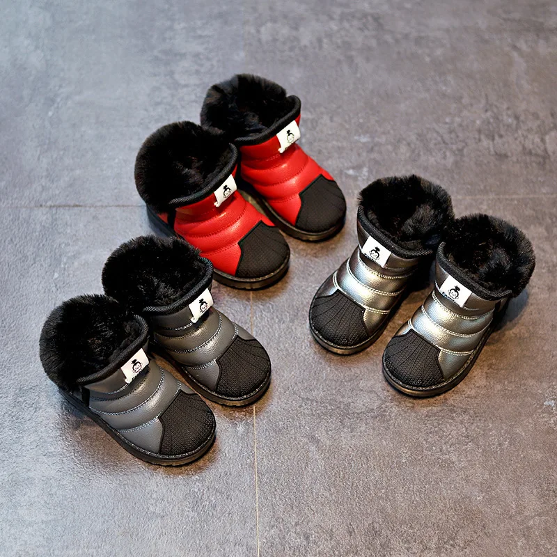 Непромокаемые детские зимние ботинки с меховой подкладкой для мальчиков и