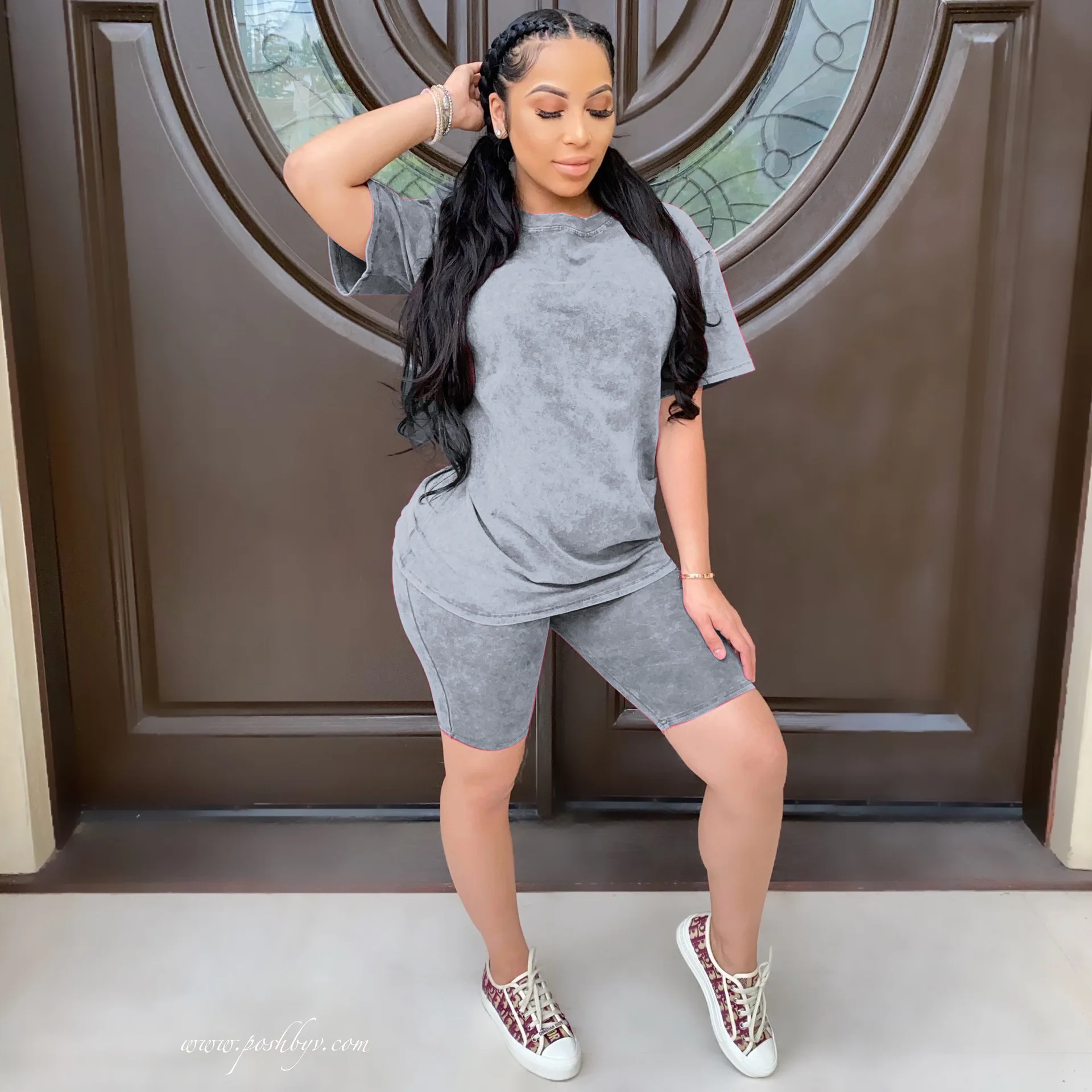 Повседневный женский комплект из двух предметов спортивный костюм с круглым