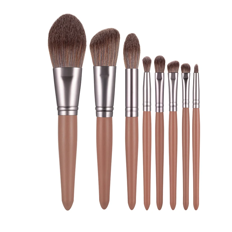 

Anmor 8Pcs Makeup Brushes Set Foundation Eyebrow Eyeshadow Concealer Blush Wooden Brush For Make Up Portable Cosmetic Bag Tool