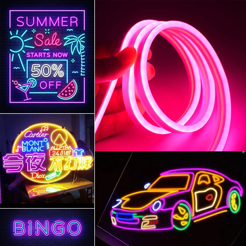 

2835 LED Strip Waterproof Sign Flash Rope Tube Cable Decor Silicone DC 12V Flexible Tube Neon Lights LED Strip Lamp Car Flexibl