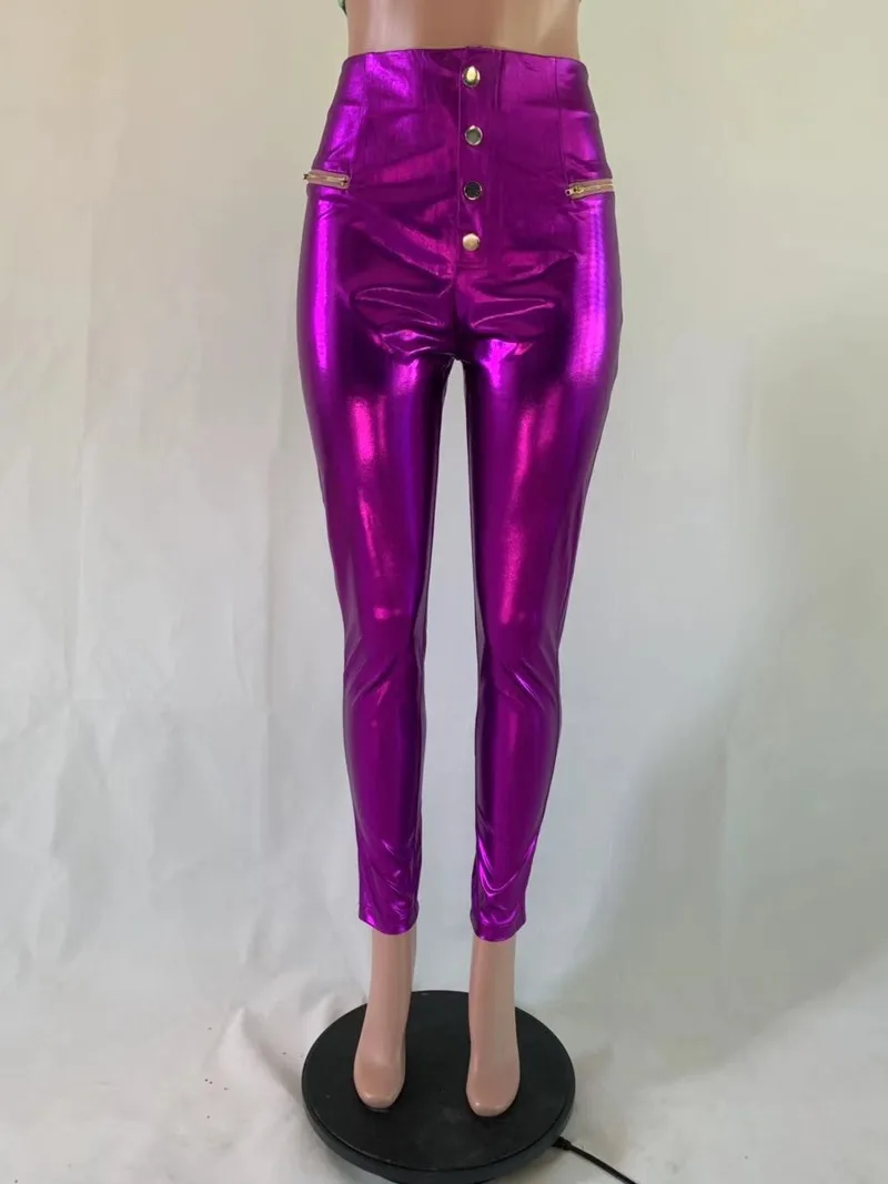 Женские Брюки-Капри из ПУ кожи с завышенной талией и пуговицами | Женская одежда