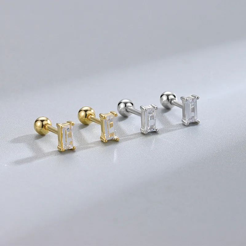 SIPENGJEL модные мини квадратные зеленые циркониевые Серьги Для Пирсинга Ушей