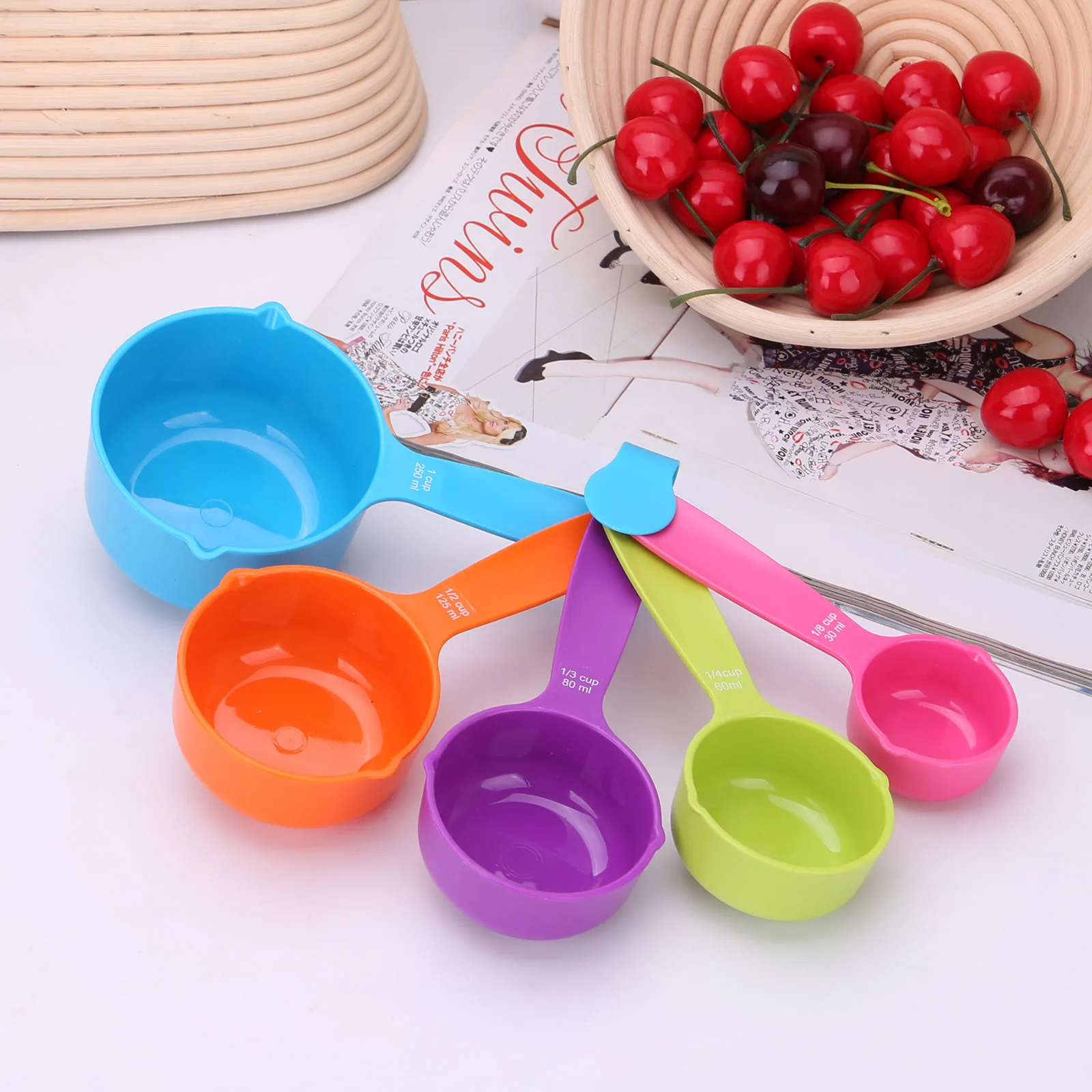 Супер полезные Красочные 5 шт. мерные ложки кухонные инструменты измерение чашки