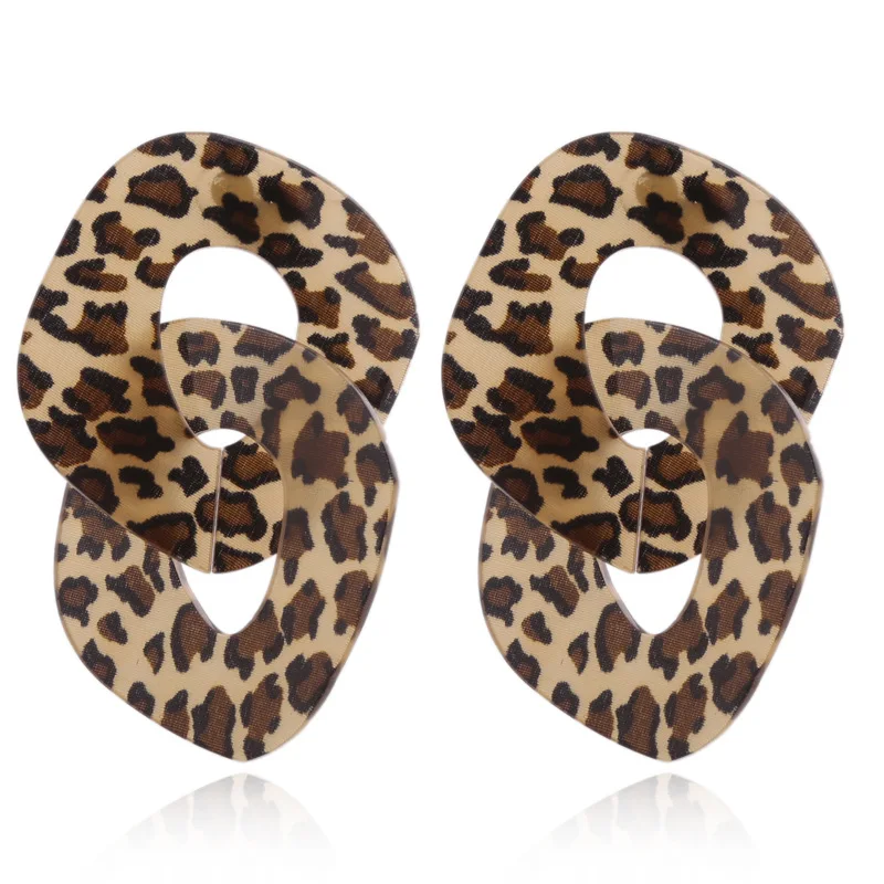 

2020 Leopard Big ZA Korean Earrings for Women Exaggerated Drop Boho Acrylic Acetate Dangle Statement Hanging Resin Long Earrings