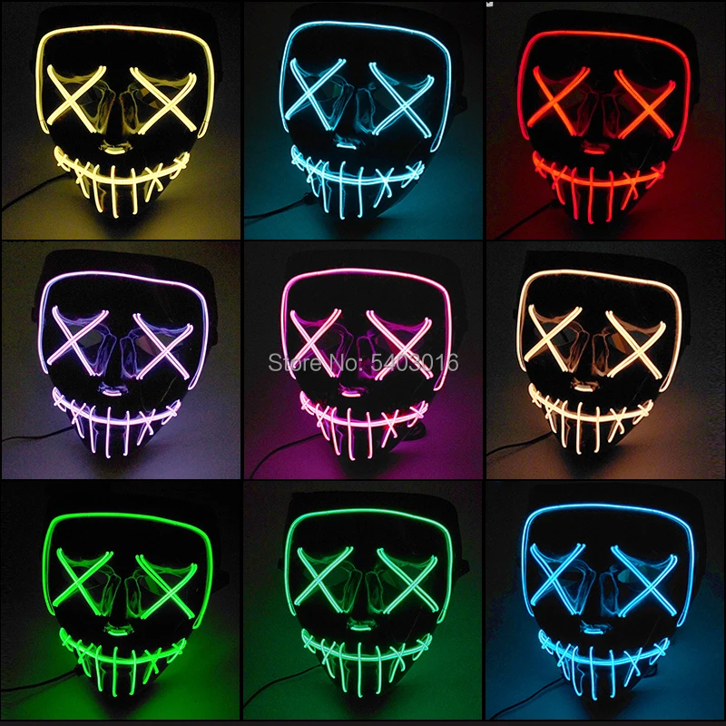 

Halloween LED Party Mask EL Wire Light Up Scary Glowing in Dark Mask for Halloween Festival Party Cosplay Costume