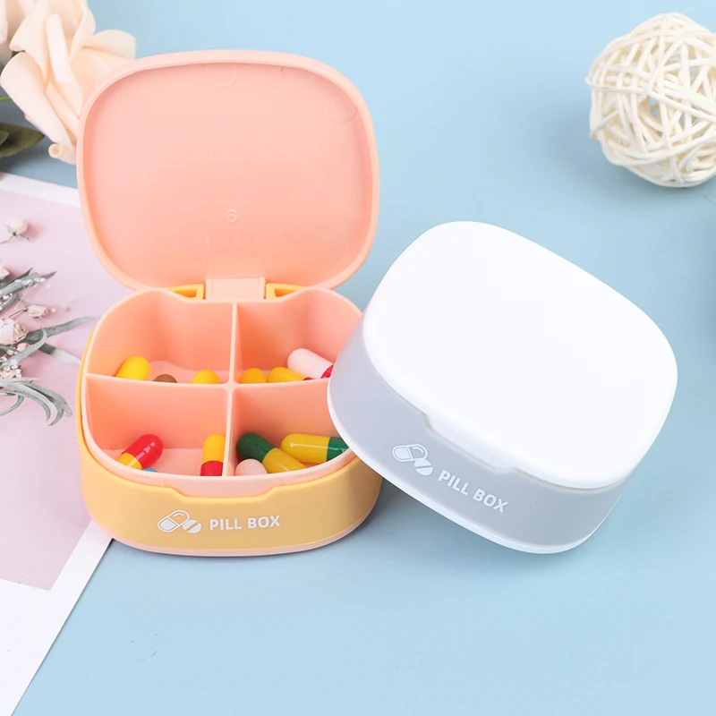 Portable 4/6 Gird Pill Case Weekly Travel Pill Cutter Tablets Medicine Pill Organizer Drug Capsule Plastic Storage Box Divider