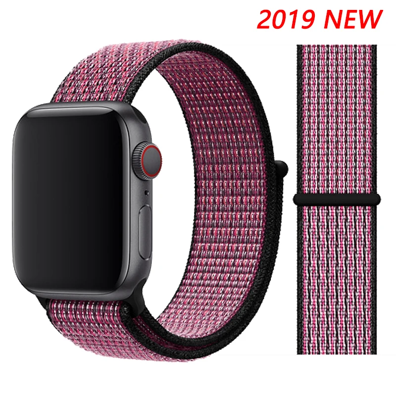 Pink Blast Нейлоновый ремешок для apple watch 44 мм/40 мм 4 5 iwatch 42 мм/38 мм 3 2 1 браслет красочные спортивные аксессуары для часов - Цвет ремешка: Pink Blast