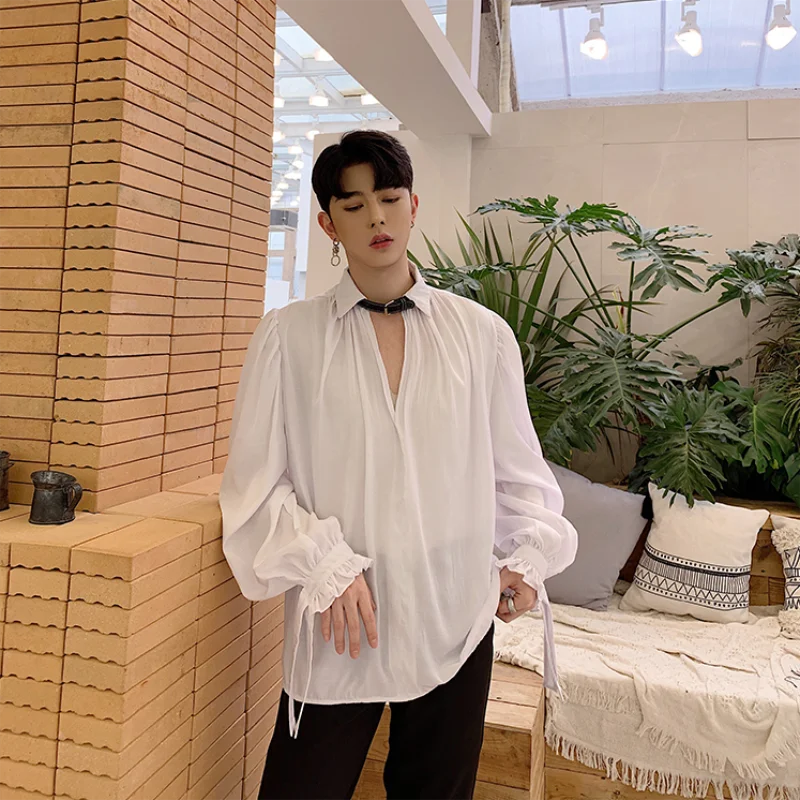 Мужская рубашка поло чёрно-белая повседневный спортивный костюм с длинным