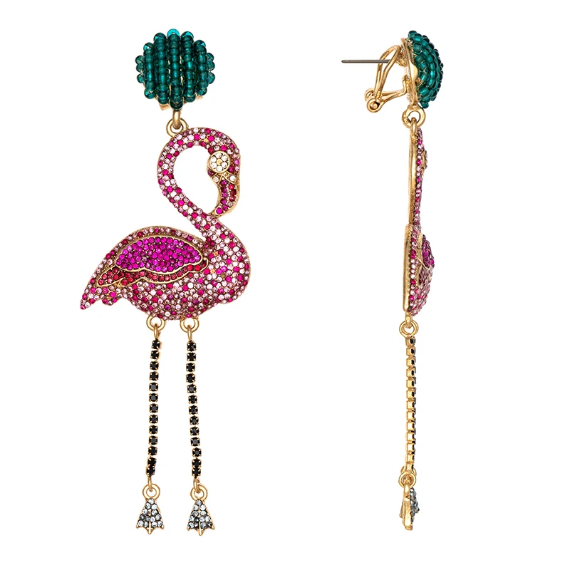 Jaeeyin 2020 милые модные Фламинго животные гвоздики красочные богемные стеклянные