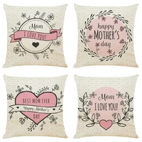 happy mothers day themed cushion cover decorative pillows 45x45cm seat cushions home decor flax throw pillow sofa pillowcase
