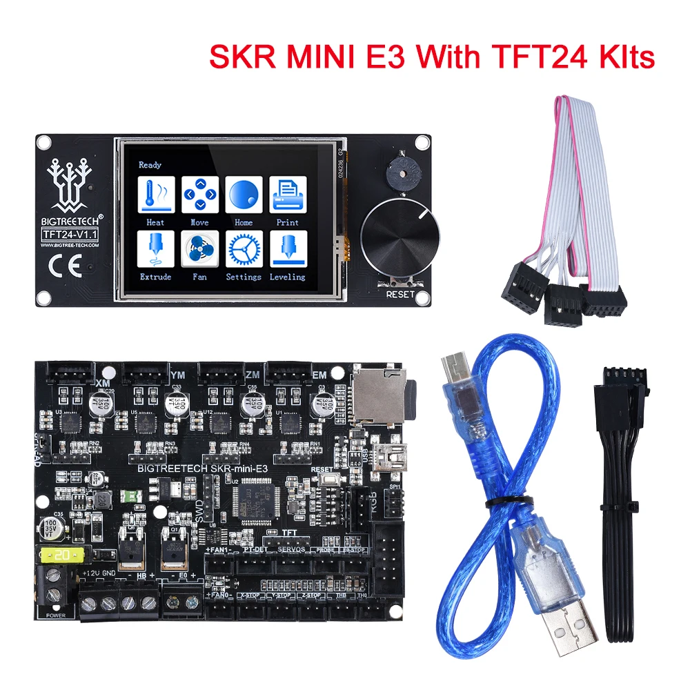 BIQU BIGTREETECH SKR MINi E3 32 бит контроллер интегрированный TMC2209 UART с TFT24 V1.1 экран для Ender 3/5 SKR Pro 3d принтер