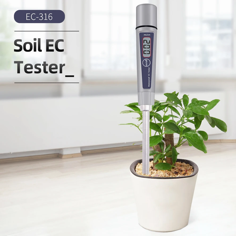 

EC-316 Soil EC Tester ATC 4 Digital LCD Aquarium Swimming Pool Hydroponic Laboratory Food Conductivity Meter 0-4.00 mS/cm