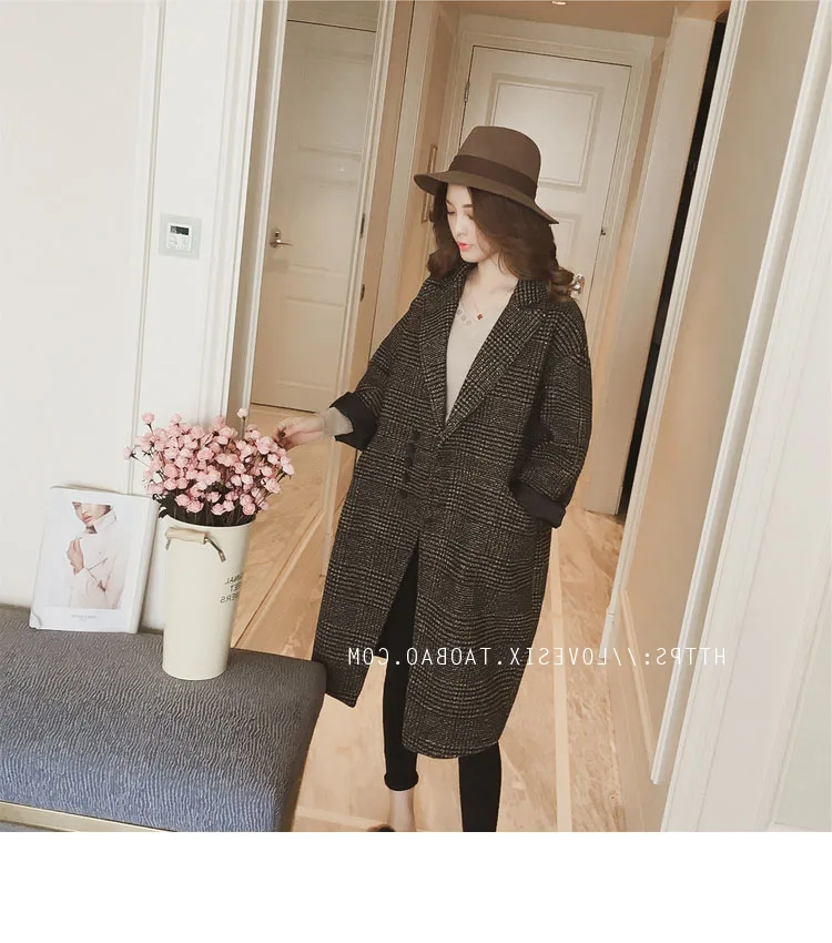 Осенне-зимнее шерстяное пальто женское длинное Корейская версия 2019 Новое