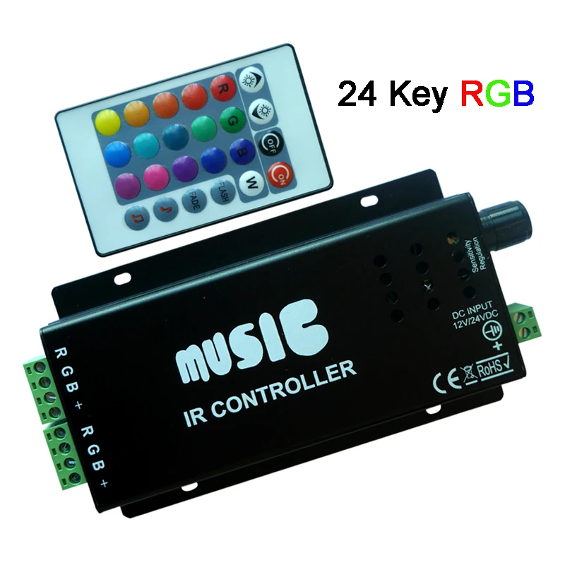 Wholesale 20 Keys 24 2.4G music controller DC12-24V RGB Sound Sensitive remote 2 for 5050 3528 led strip light lamp | Лампы и