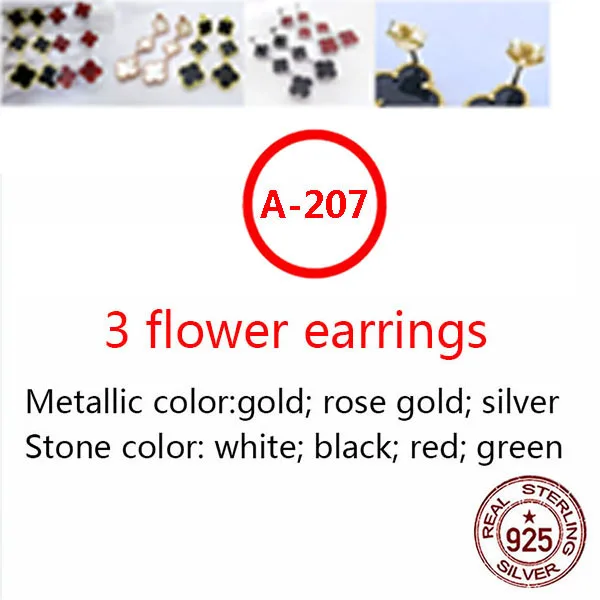 

A207 S925 sterling silver earrings simple personality fashion style hypoallergenic 3 flower four-leaf clover shape to give gift
