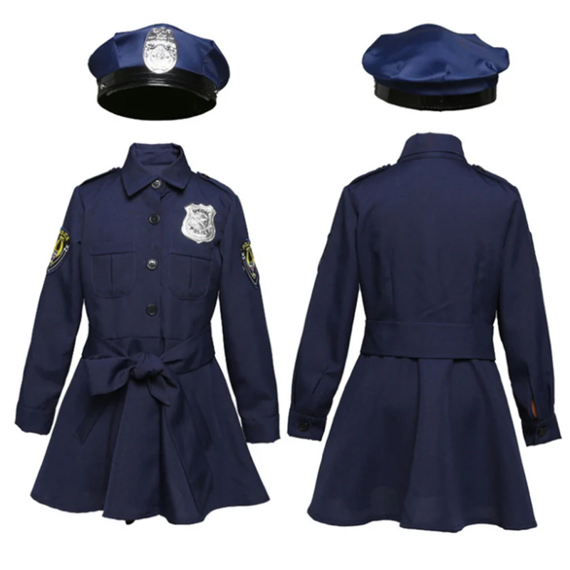 Униформа офицера полиции очим для девочек нарядное платье вечеринки на карнавал