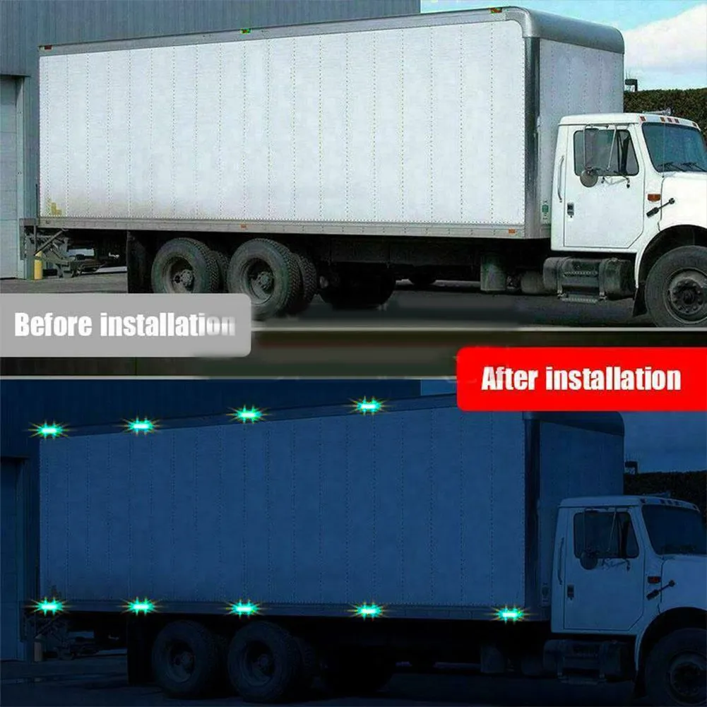 

10X Blue LED Side Marker Lamp Clearance Light Indicator Trailer Truck Caravan Truck Trailer Side Lights And Tail Lights 12-24V