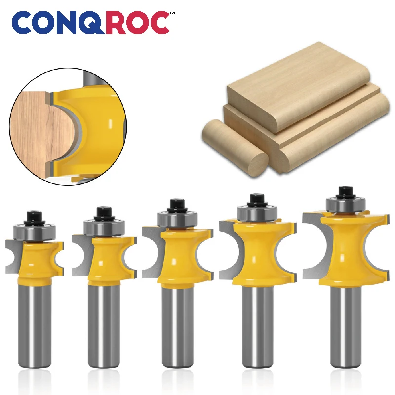 Conjunto com Rolamento Peças Haste Reta Touro Nariz Roteador Bits Carpintaria Fresas Kit 5 12mm