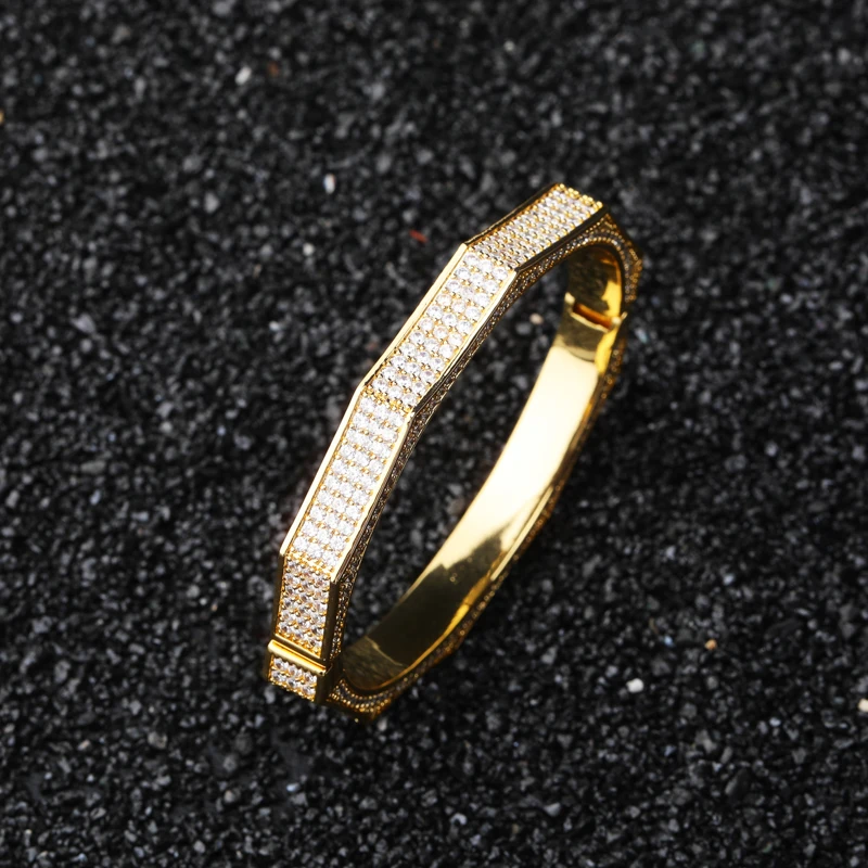 Фото TOPGRILLZ Роскошный Iced Out Bling кубический циркон розовое золото серебряный цвет многоугольник Браслет Микро Проложить CZ камень хип-хоп ювелирные изделия №2