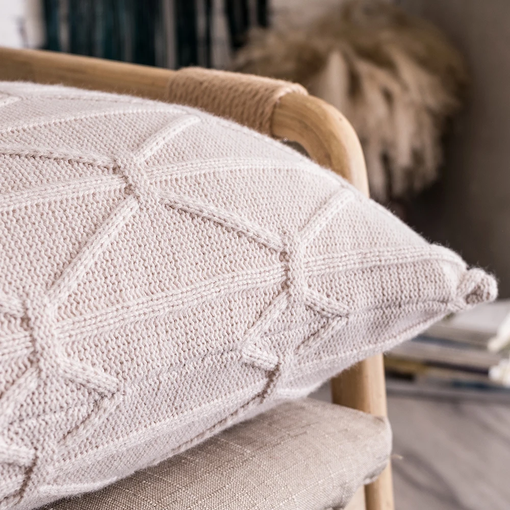 

Knit Cushion cover Soft Knitted 45x45cm Brown Grey Ivory Pillow Cover Nordic Style Grey Ivory Coffee 45x45cm Home Decoration