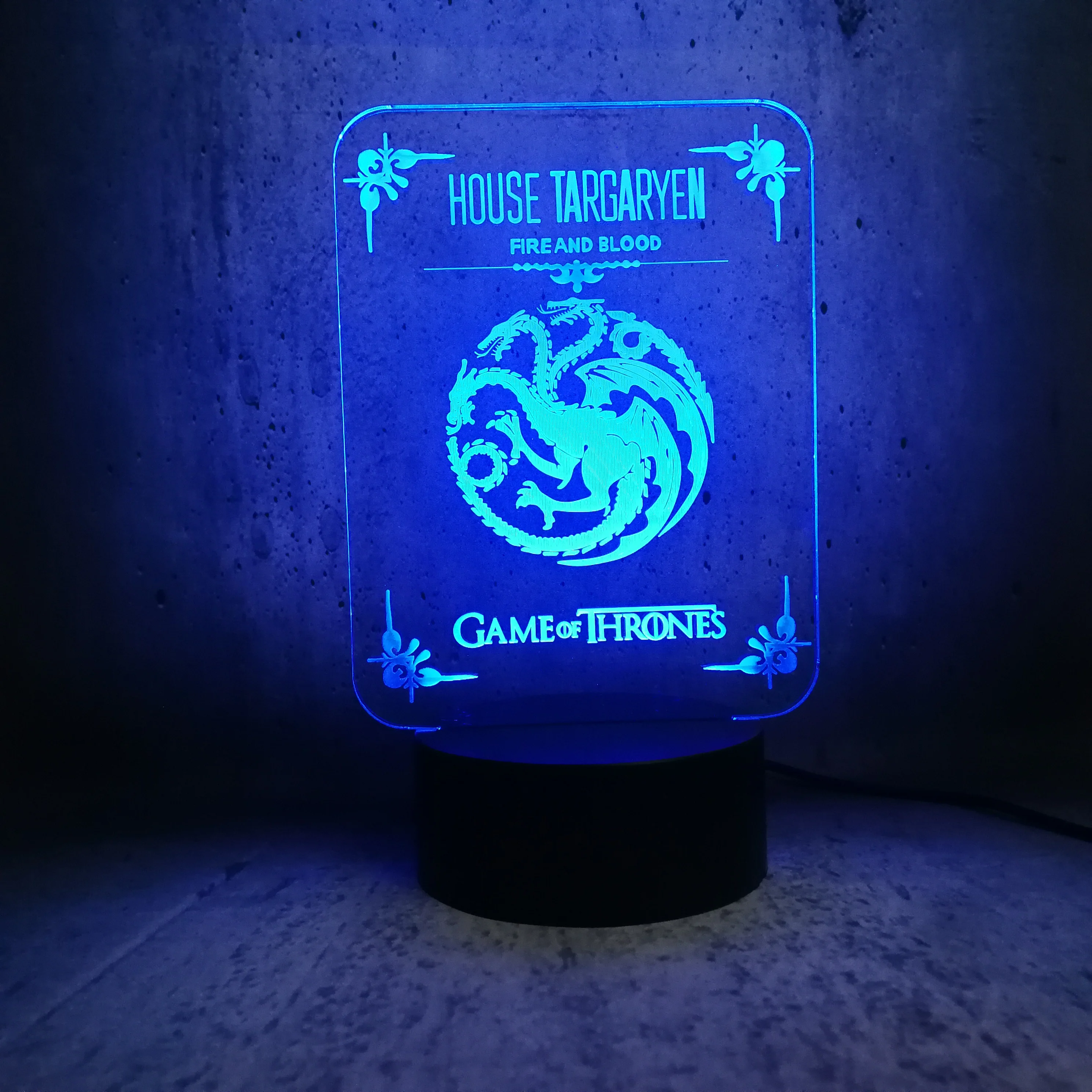 Дом Таргариенов луна лампа огонь и кровь 3D светодиодный светильник Игра