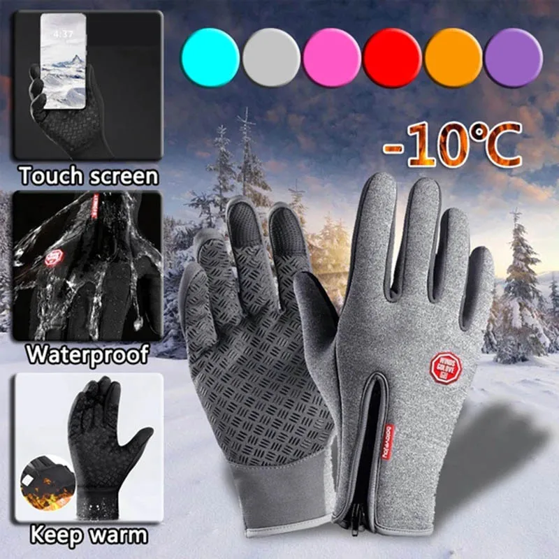 winter 2021 Winter Warm Man Ski Gloves Touchscreen Windproof Non-Slip Sport Outdoor Fishing Waterproof Women Fashion Riding