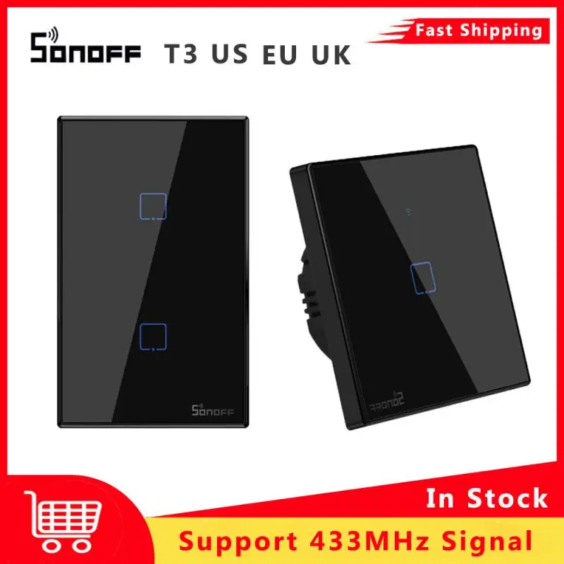 SONOFF The WiFi Smart Switches With 1 Gangs Are Divided Into T3 WiFi Wall Switches Work With EWelink Google Home Alexa