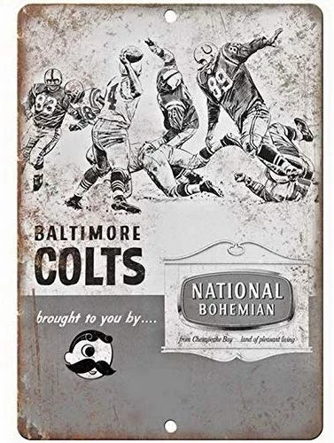 

Anbiz National Bohemian Beer Baltimore Colts Ad Retro Metal Tin Signs Beer 20X30 Inches