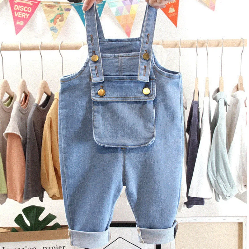 

New Girls Fashion Denim Overalls Cute Pocket Jeans For Little Girls 1-5 Years 304027