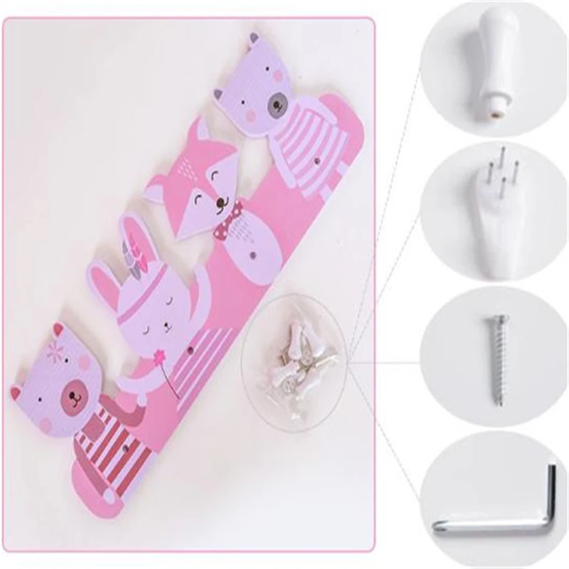 Полка для хранения с лисьим медведем Aniaml деревянная настенная подвесная вешалка