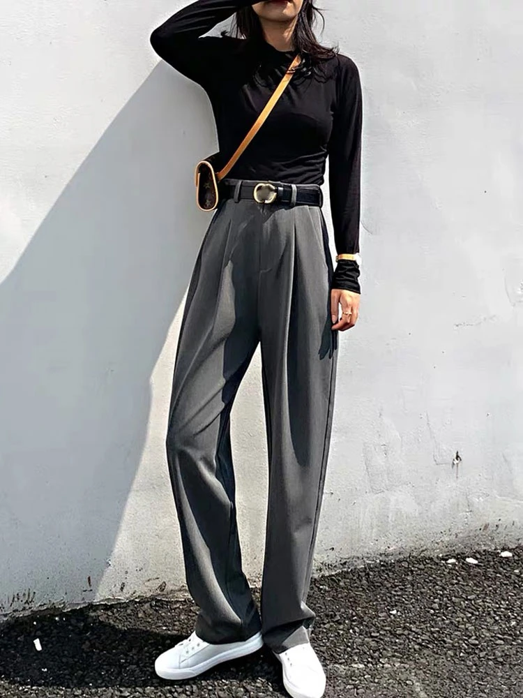

VRIGINER Trouser For Women High Waist Causal Loose Wide Leg Pants Female 2020 Spring Korean Fashion Elegant Tide