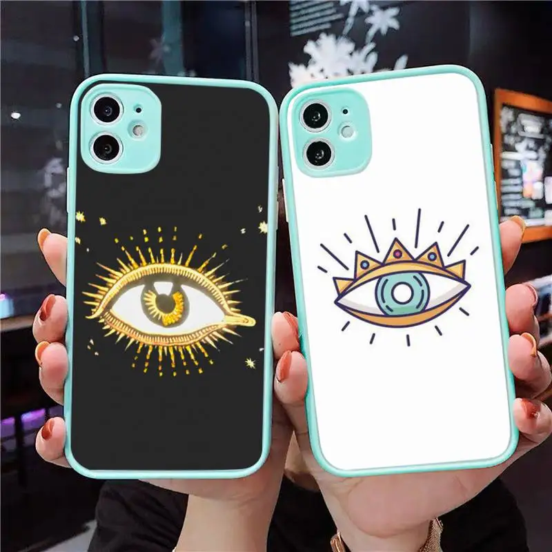 

Evil Eye fashion cool blue cartoon Phone Case Matte Transparent for iPhone 7 8 11 12 s mini pro X XS XR MAX Plus cover funda