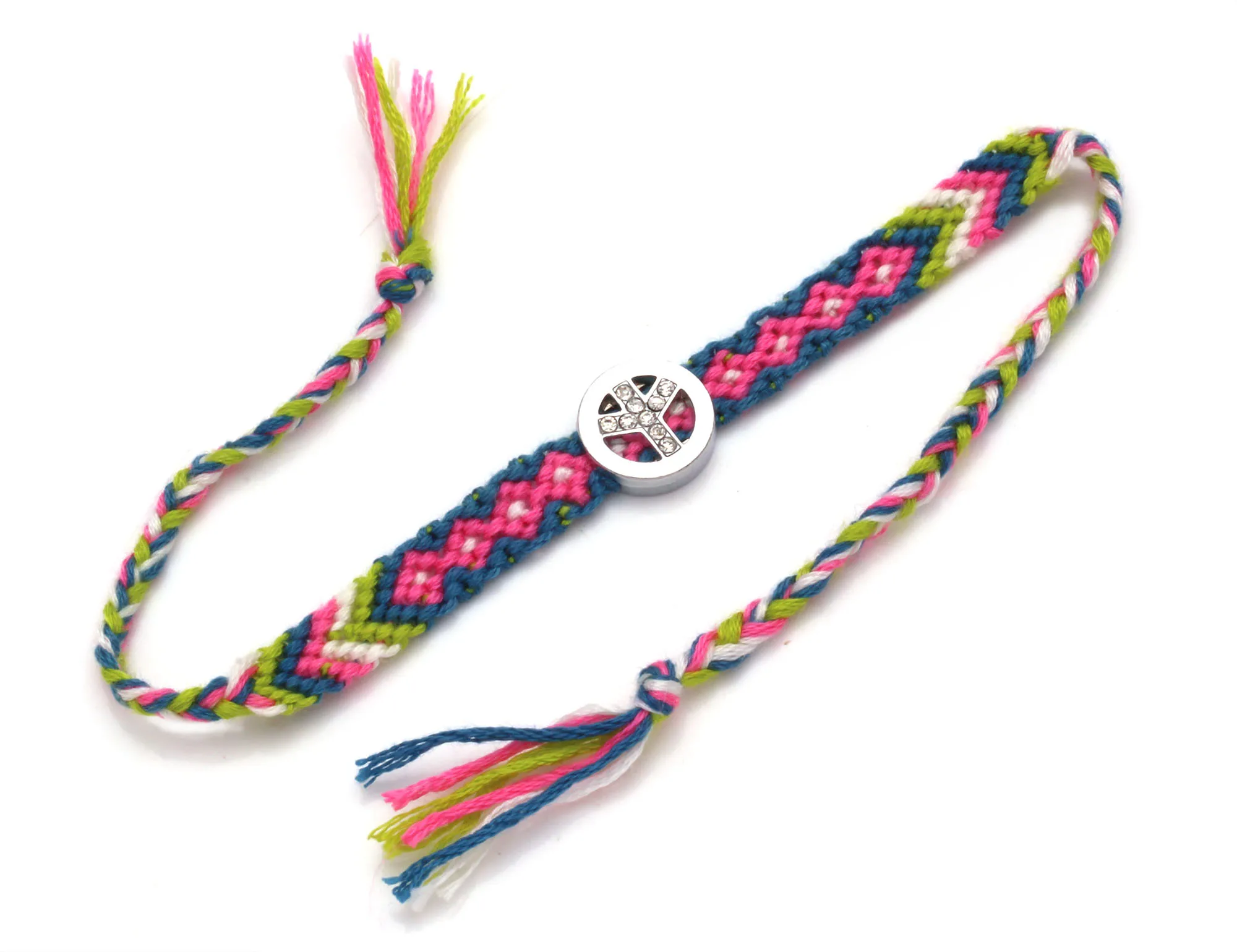 Boho Бриллиантовая подвеска &quotзнак мира&quot тканый браслет дружбы для женщин