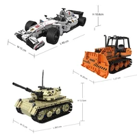 moc building block engineering vehicle remote control electric tank rc racing high tech building block toys for children