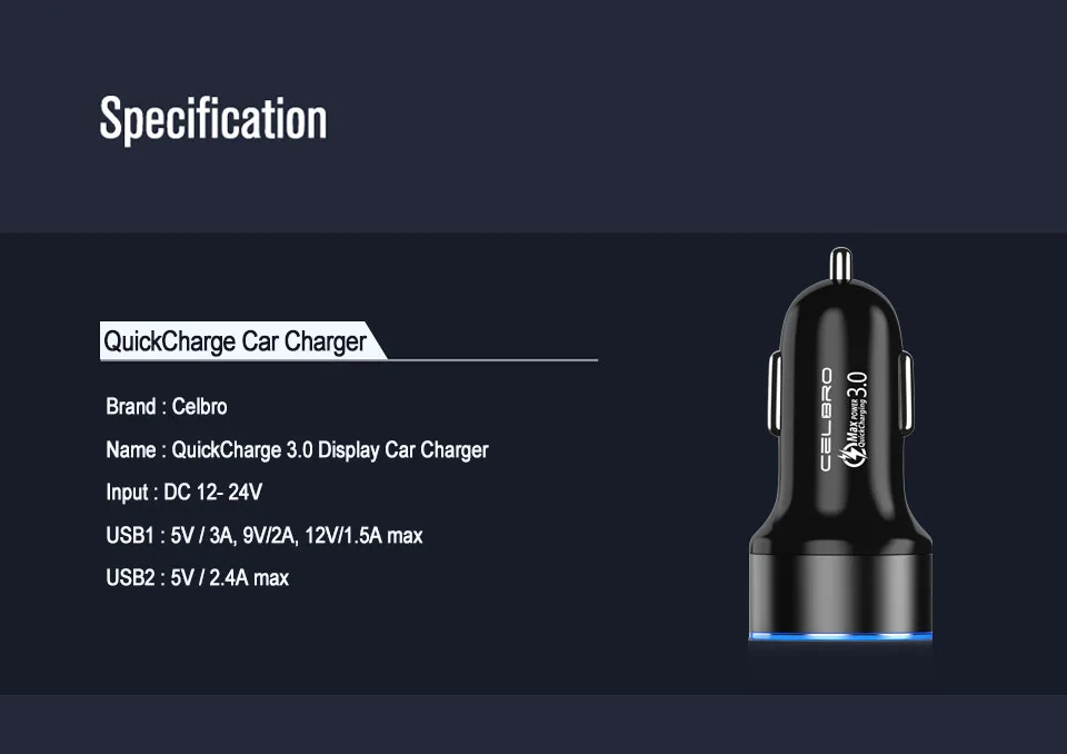 Автомобильное зарядное устройство Qc 3 0 с двумя Usb портами для Huawei Xiaomi быстрое