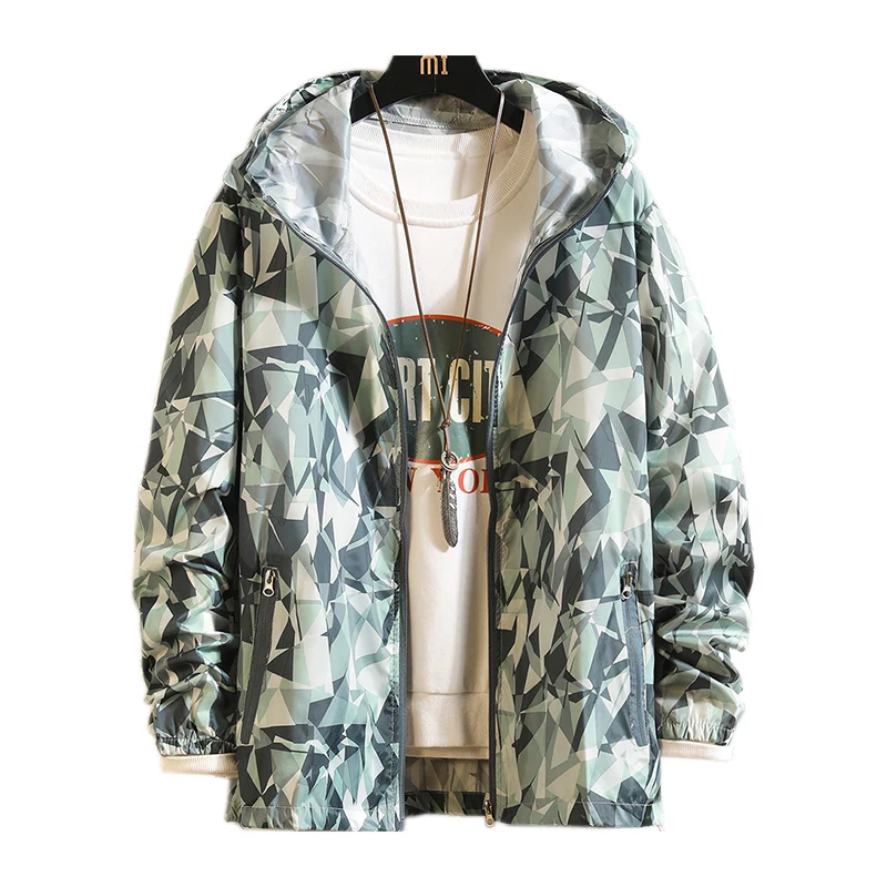 

2020 Summer Jackets Women Basic Causal Thin Print Camouflage Zipper Windbreaker Lightweight Women Hooded Jacket Coat veste femme
