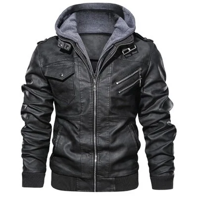 

Leather jacket men's slim zipper Pu jacket autumn men's leather jacket black