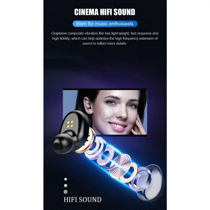 Эргономичный дизайн TWS Bluetooth 5 0 наушники 3D стерео звук беспроводные с зарядным