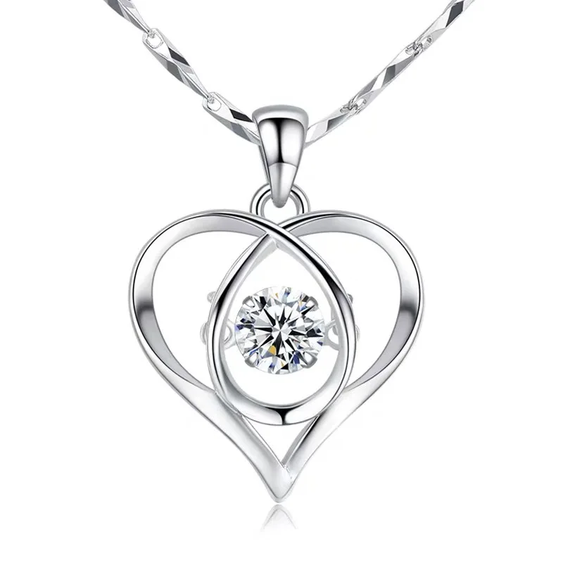 

Classic Simple Heart-shaped Pendant Exquisite Women Inlay Zircon Silver Color Pendant Elegant Charm Women's Engagement Jewelry
